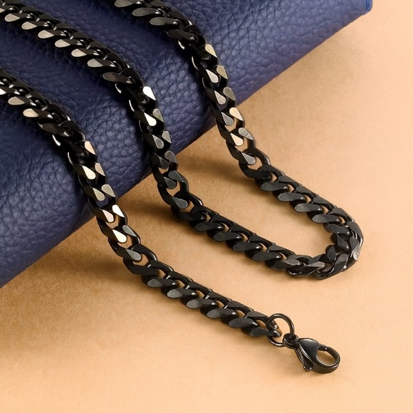 Cuban Link Chain Black lon- Plated 5mm - Picture 3 of 5